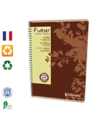 Cahier spirales recyclé A4 5x5 180p 70g Forever CLAIREFONTAINE