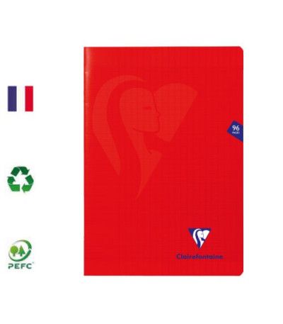 Cahier polypro piqué A4 seyes 96p 90g Rouge MIMESYS