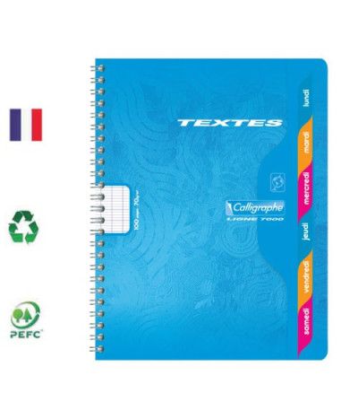 Cahier de texte A5+ spirales seyes 148 pages CLAIREFONTAINE