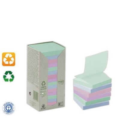 Tour de 16 blocs Z-Notes 100% recyclés assortis 76x76mm POST-IT
