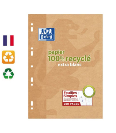 Feuilles mobiles recyclées A4 Seyes 200 pages OXFORD